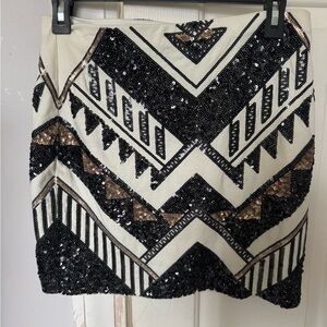 Express Sequin Mini Skirt in Black and Gold